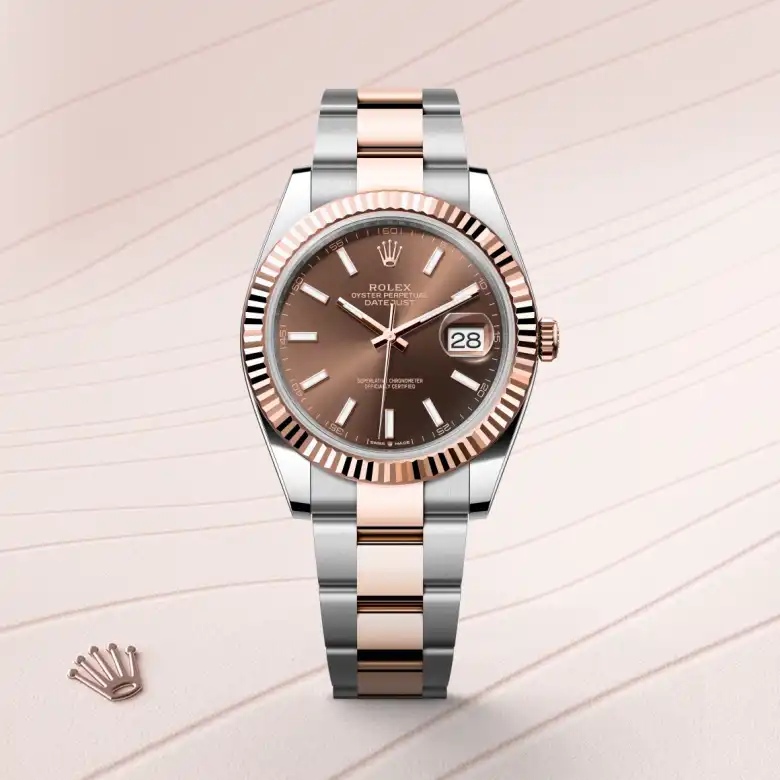 Rolex Datejust in Rolesor Everose (Kombination aus Edelstahl Oystersteel und Everose-Gold), Frontansicht
