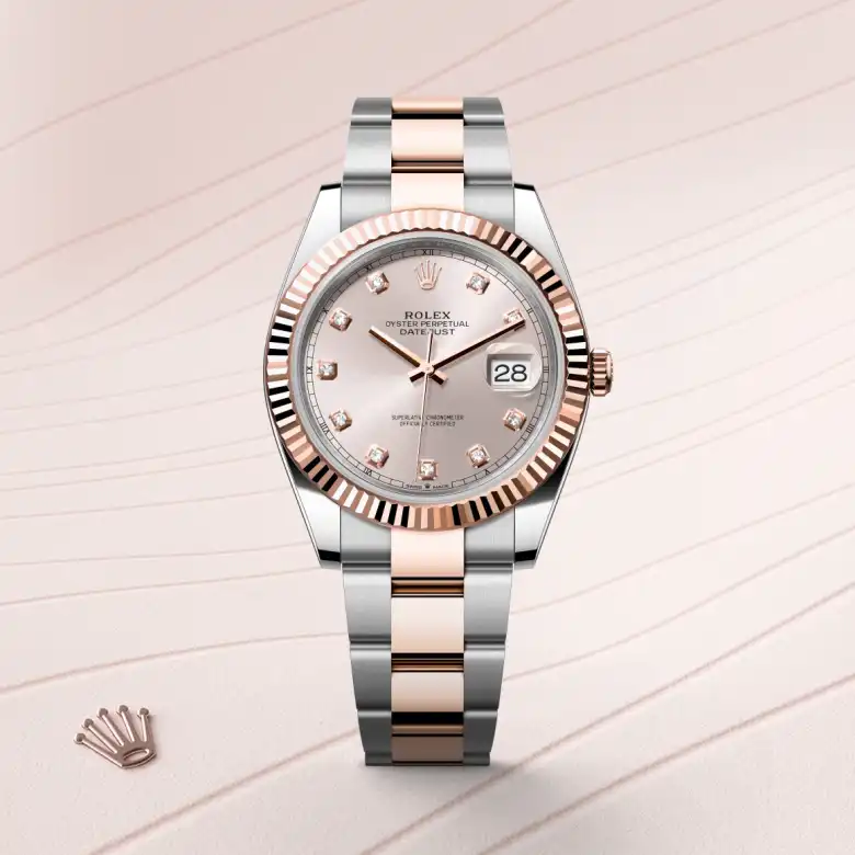 Rolex Datejust in Rolesor Everose (Kombination aus Edelstahl Oystersteel und Everose-Gold), Frontansicht