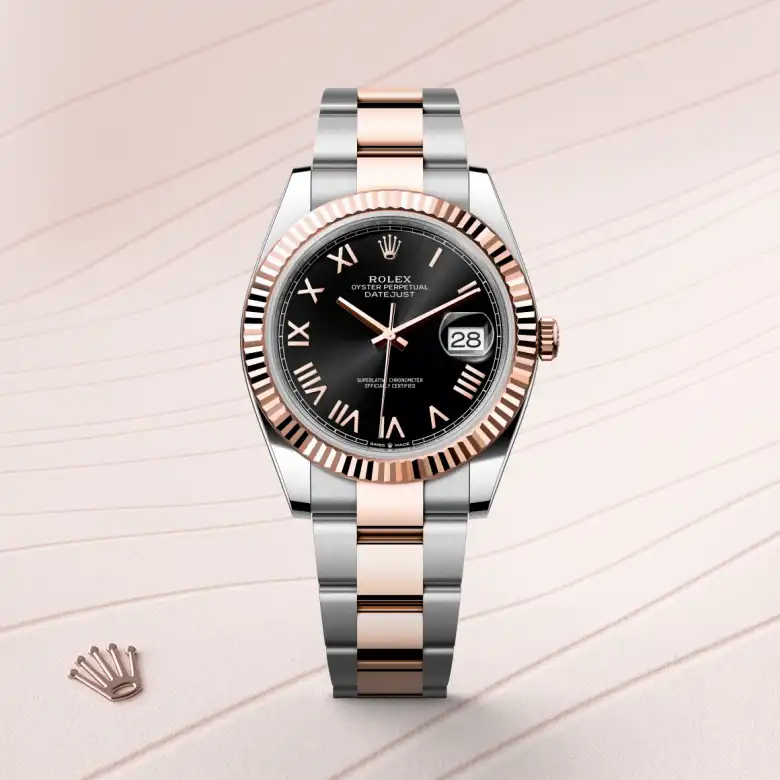Rolex Datejust in Rolesor Everose (Kombination aus Edelstahl Oystersteel und Everose-Gold), Frontansicht