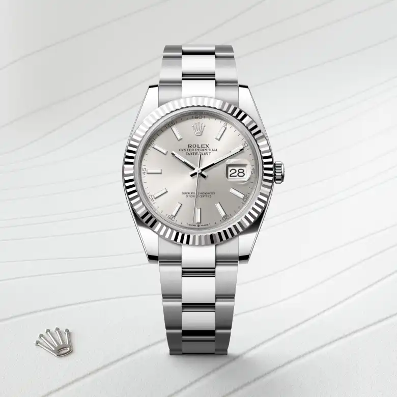 Rolex Datejust in Rolesor weiß (Kombination aus Edelstahl Oystersteel und Weißgold), Frontansicht