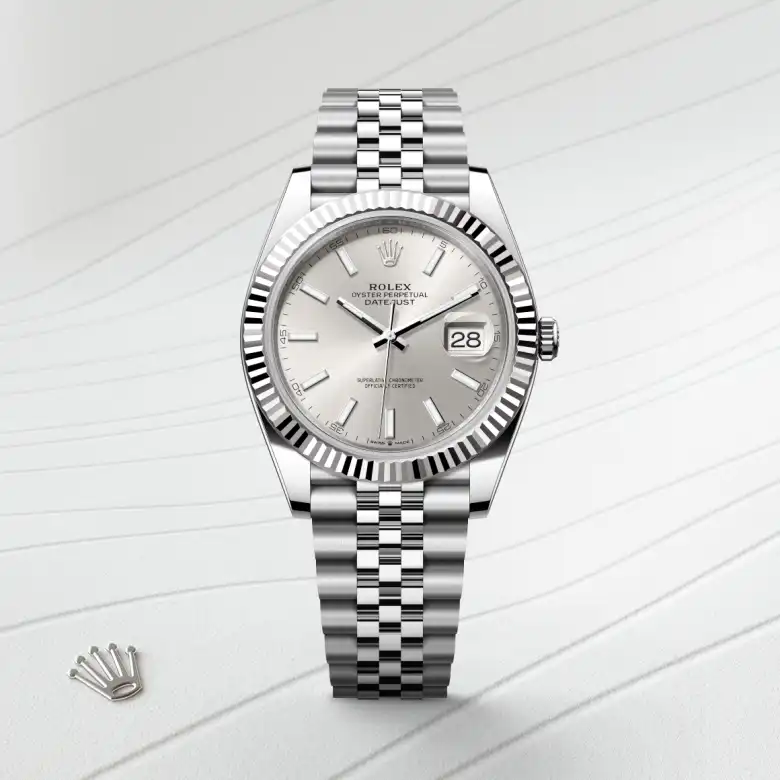 Rolex Datejust in Rolesor weiß (Kombination aus Edelstahl Oystersteel und Weißgold), Frontansicht