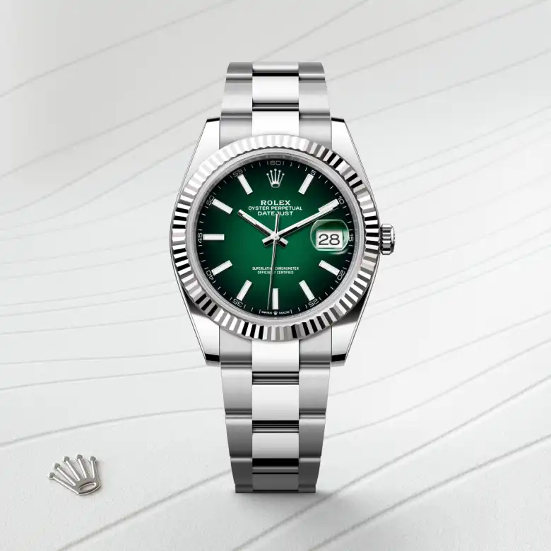 Rolex Datejust in Rolesor weiß (Kombination aus Edelstahl Oystersteel und Weißgold), Frontansicht