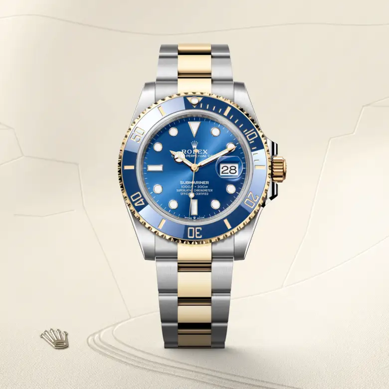 Rolex Submariner in Rolesor gelb (Kombination aus Edelstahl Oystersteel und Gelbgold), Frontansicht
