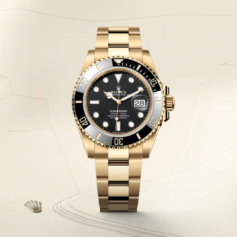 Rolex Submariner in 18 Karat Gelbgold, Frontansicht