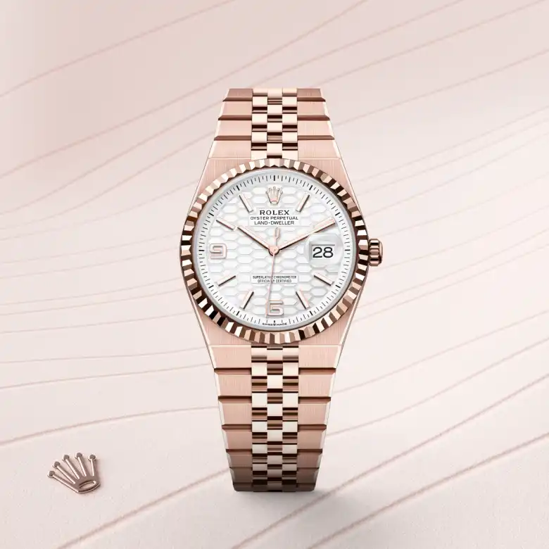 Rolex Land-Dweller in 18 Karat Everose-Gold, Frontansicht