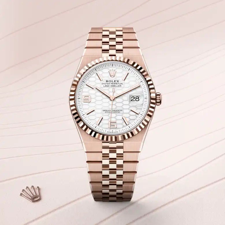 Rolex Land-Dweller in 18 Karat Everose-Gold, Frontansicht