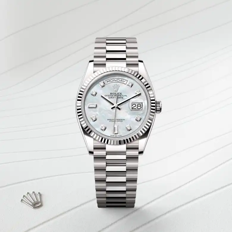 Rolex Day-Date in 18 Karat Weißgold, Frontansicht