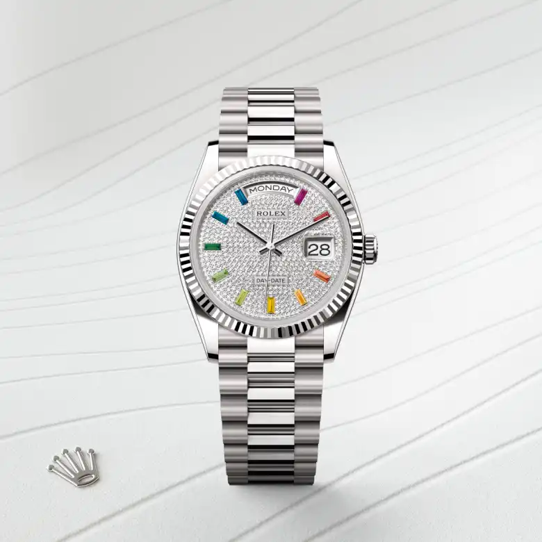 Rolex Day-Date in 18 Karat Weißgold, Frontansicht