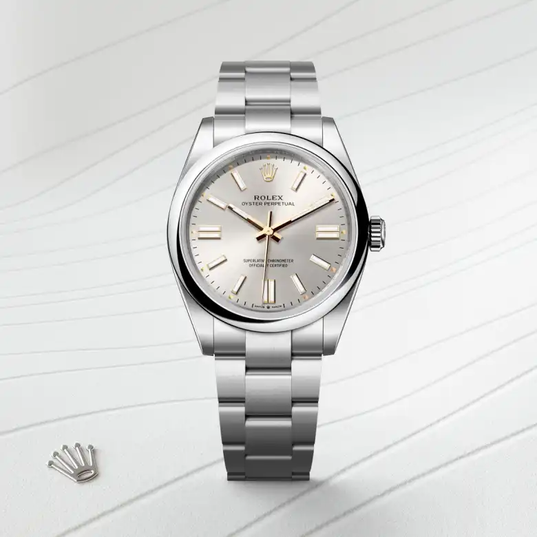 Rolex Oyster Perpetual in Edelstahl Oystersteel, Frontansicht