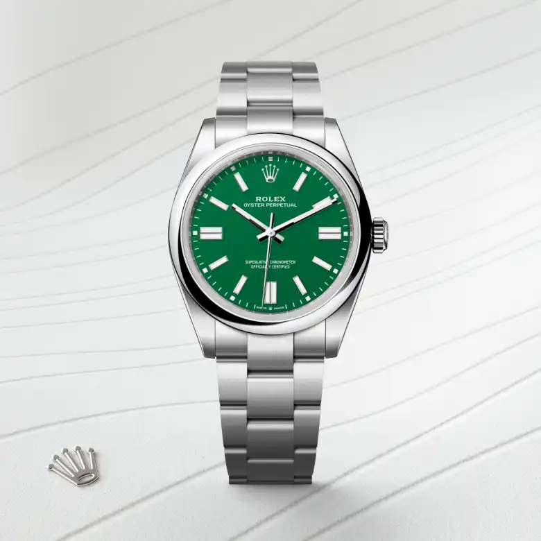 Rolex Oyster Perpetual in Edelstahl Oystersteel, Frontansicht