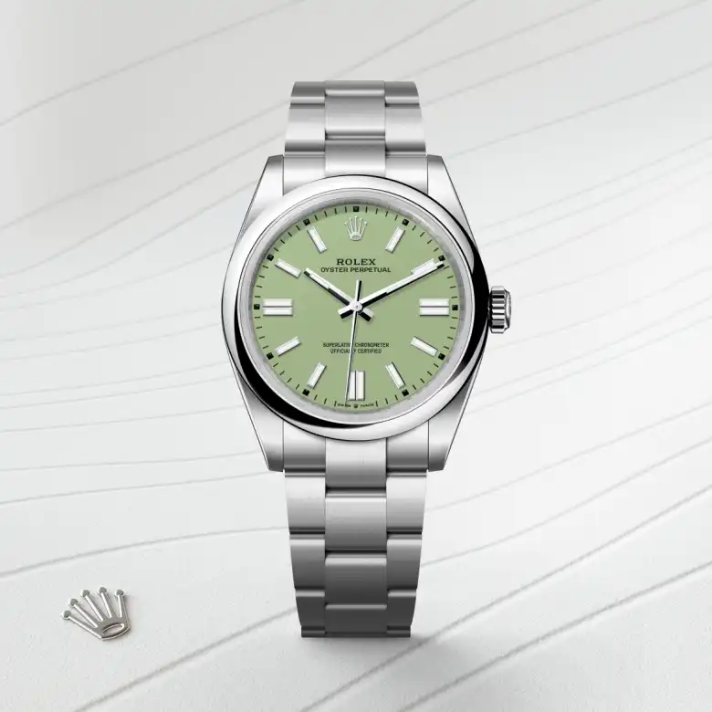 Rolex Oyster Perpetual in Edelstahl Oystersteel, Frontansicht