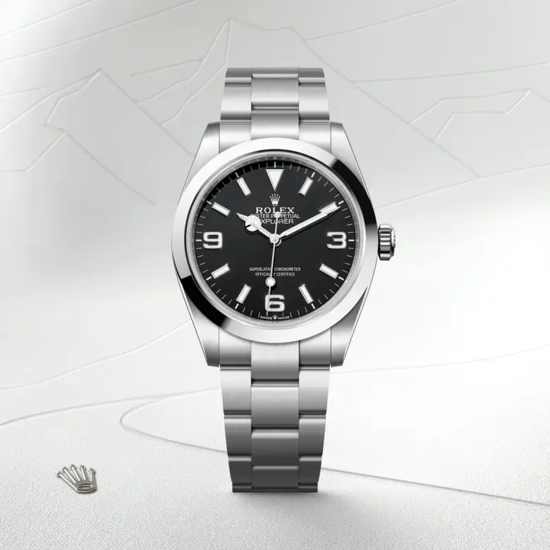 Rolex Explorer in Edelstahl Oystersteel, Frontansicht