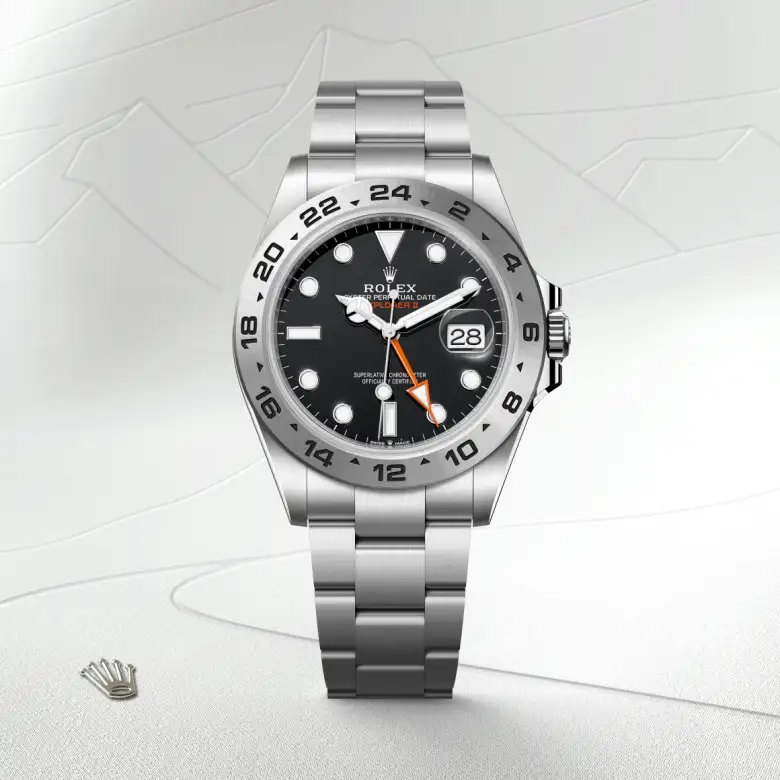 Rolex Explorer II in Edelstahl Oystersteel, Frontansicht