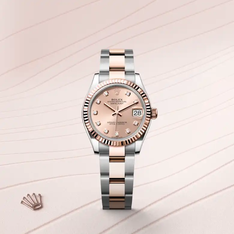Rolex Datejust in Rolesor Everose (Kombination aus Edelstahl Oystersteel und Everose-Gold), Frontansicht