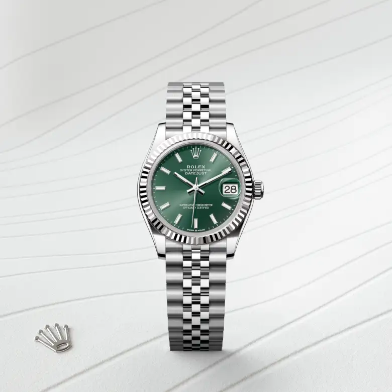 Rolex Datejust in Rolesor weiß (Kombination aus Edelstahl Oystersteel und Weißgold), Frontansicht