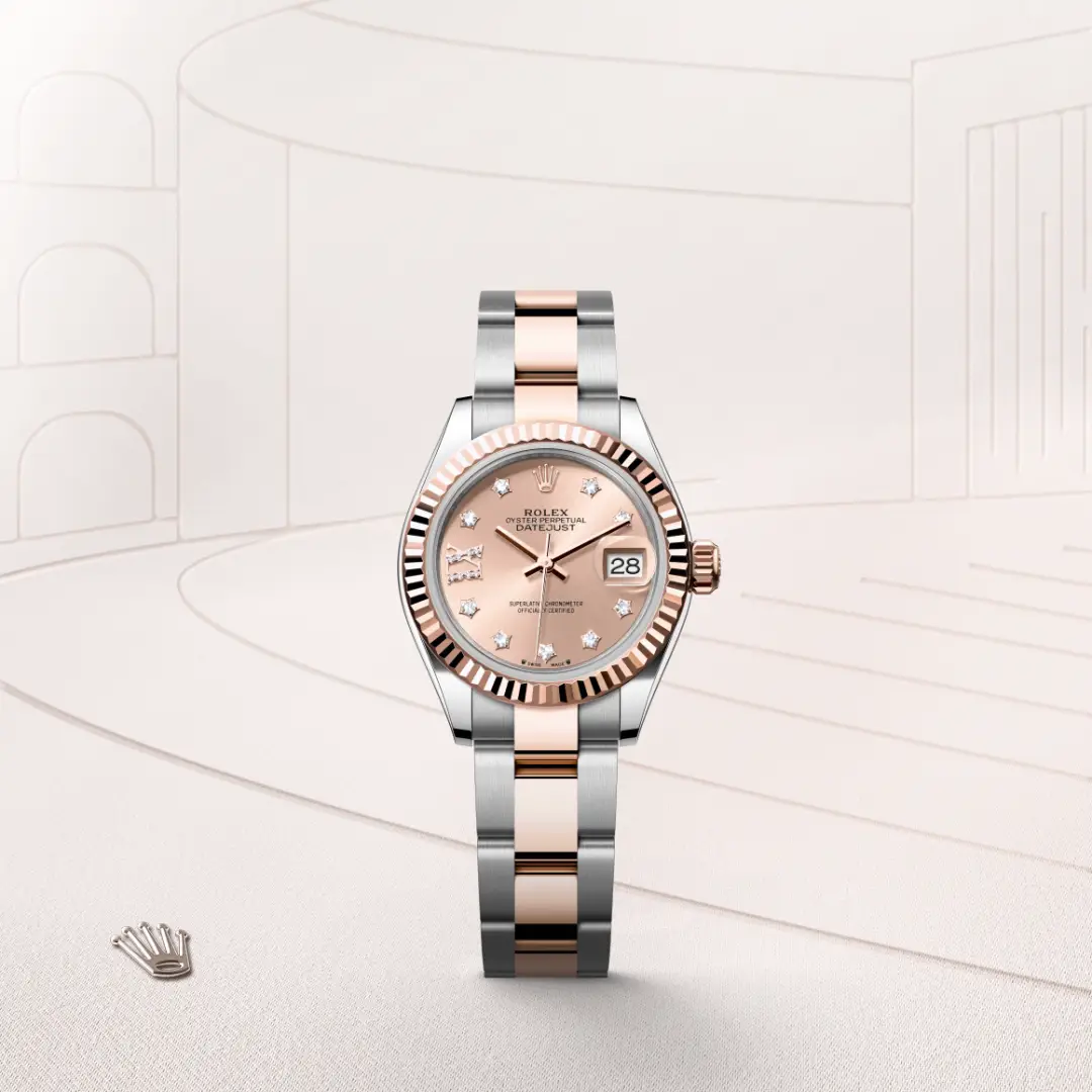 Rolex Lady-Datejust in Rolesor Everose (Kombination aus Edelstahl Oystersteel und Everose-Gold), Frontansicht