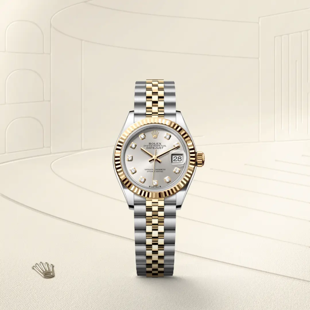 Rolex Lady-Datejust in Rolesor gelb (Kombination aus Edelstahl Oystersteel und Gelbgold), Frontansicht
