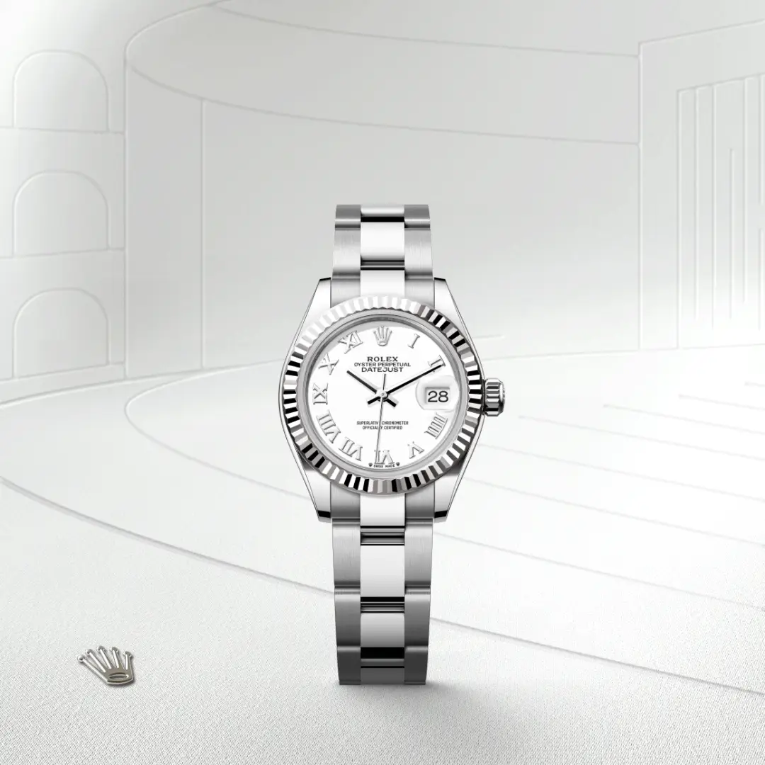 Rolex Lady-Datejust in Rolesor weiß (Kombination aus Edelstahl Oystersteel und Weißgold), Frontansicht