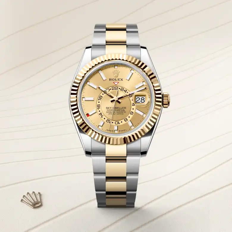 Rolex Sky-Dweller in Rolesor gelb (Kombination aus Edelstahl Oystersteel und Gelbgold), Frontansicht