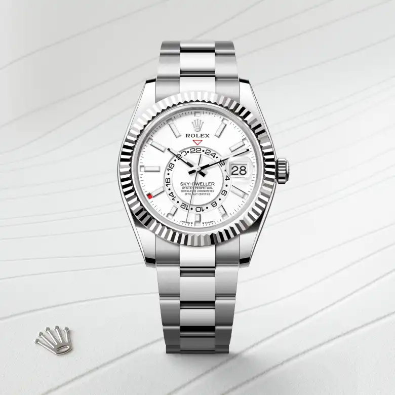 Rolex Sky-Dweller in Rolesor weiß (Kombination aus Edelstahl Oystersteel und Weißgold), Frontansicht