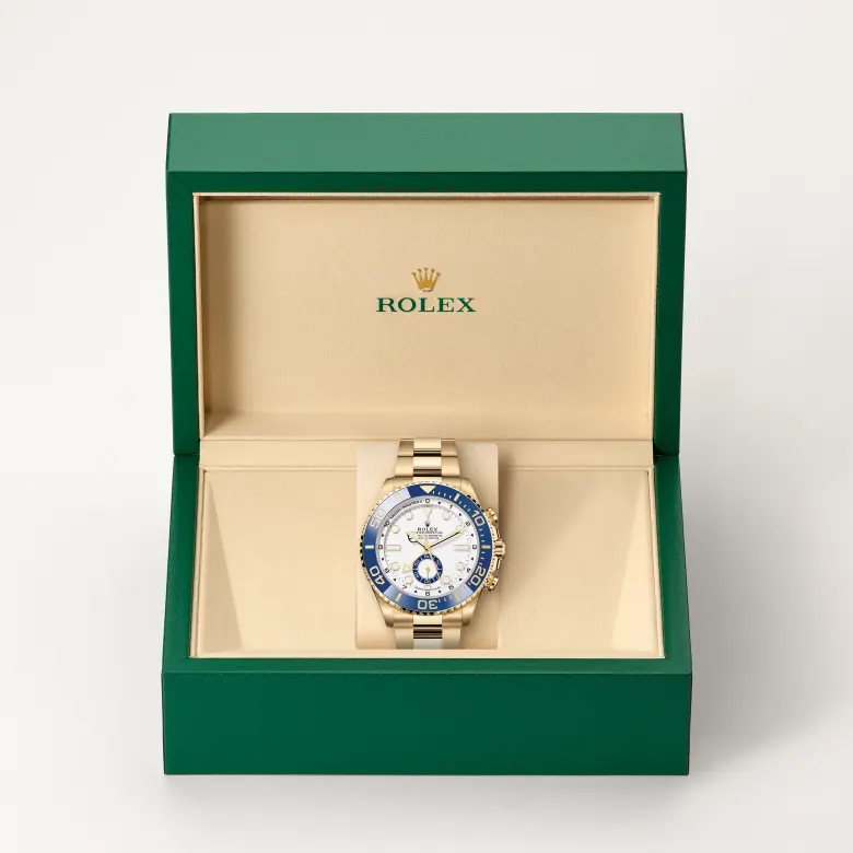 Rolex Yacht-Master II in 18 Karat Gelbgold in grüner Schatulle