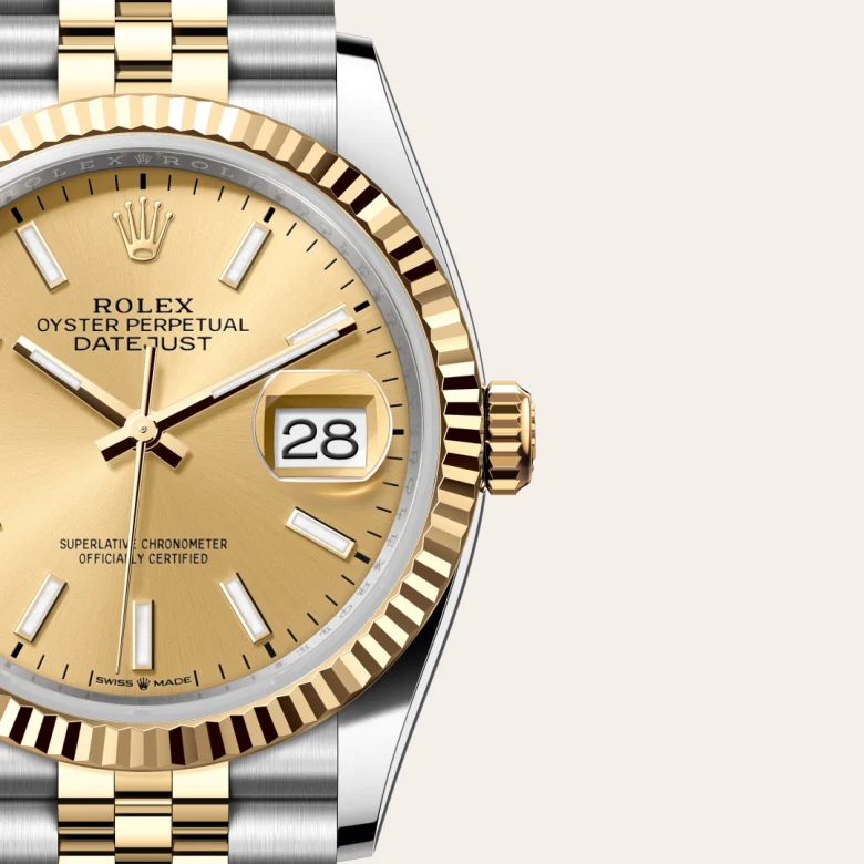 Rolex Datejust in Rolesor gelb (Kombination aus Edelstahl Oystersteel und Gelbgold), Detailansicht