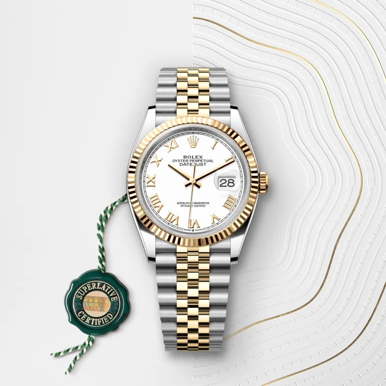 Rolex Datejust in Rolesor gelb (Kombination aus Edelstahl Oystersteel und Gelbgold) mit grünem Siegel