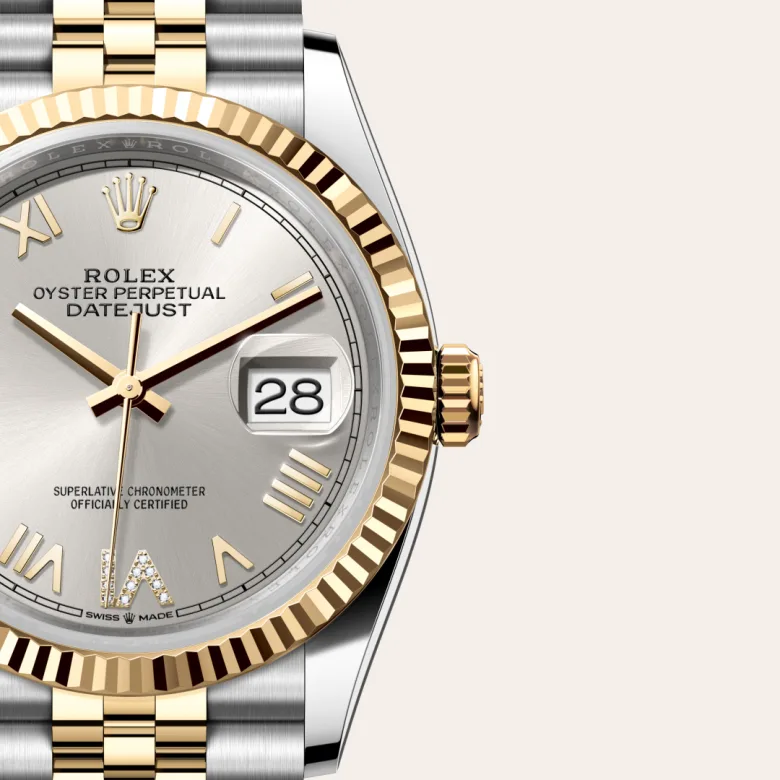 Rolex Datejust in Rolesor gelb (Kombination aus Edelstahl Oystersteel und Gelbgold), Detailansicht