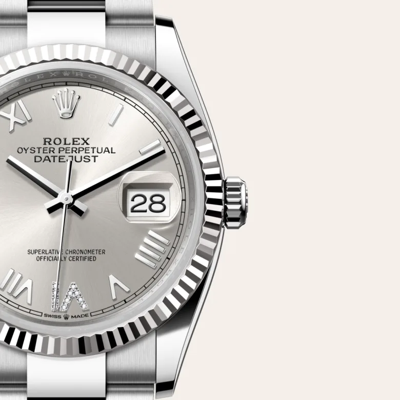 Rolex Datejust in Rolesor weiß (Kombination aus Edelstahl Oystersteel und Weißgold), Detailansicht