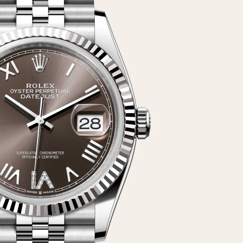 Rolex Datejust in Rolesor weiß (Kombination aus Edelstahl Oystersteel und Weißgold), Detailansicht