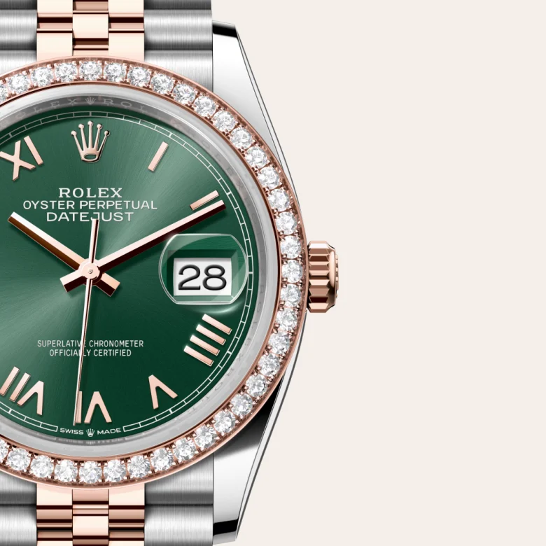 Rolex Datejust in Rolesor Everose (Kombination aus Edelstahl Oystersteel und Everose-Gold), Detailansicht