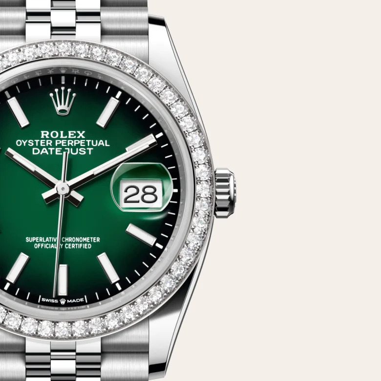 Rolex Datejust in Rolesor weiß (Kombination aus Edelstahl Oystersteel und Weißgold), Detailansicht