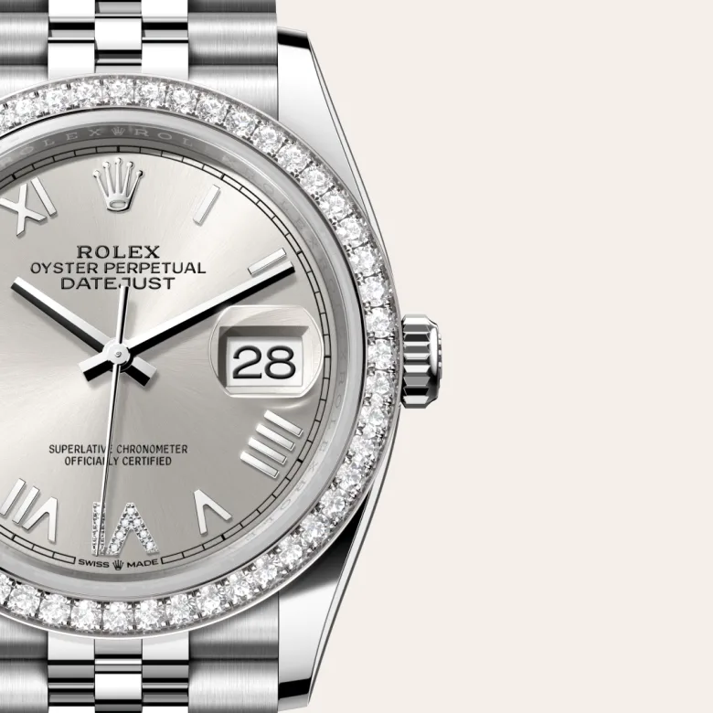 Rolex Datejust in Rolesor weiß (Kombination aus Edelstahl Oystersteel und Weißgold), Detailansicht