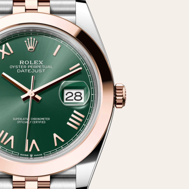 Rolex Datejust in Rolesor Everose (Kombination aus Edelstahl Oystersteel und Everose-Gold), Detailansicht