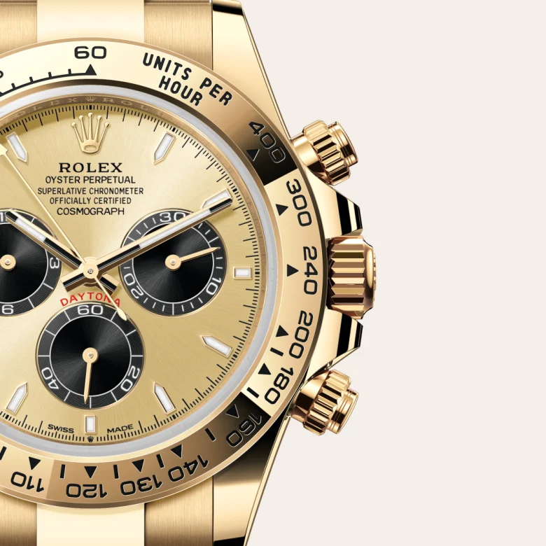 Rolex Cosmograph Daytona in 18 Karat Gelbgold, Detailansicht