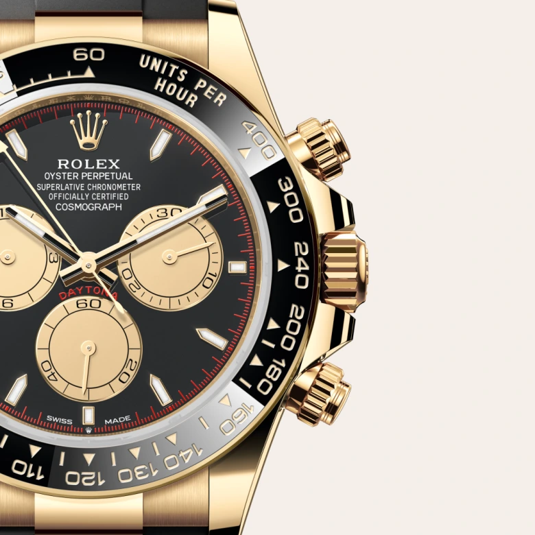 Rolex Cosmograph Daytona in 18 Karat Gelbgold, Detailansicht