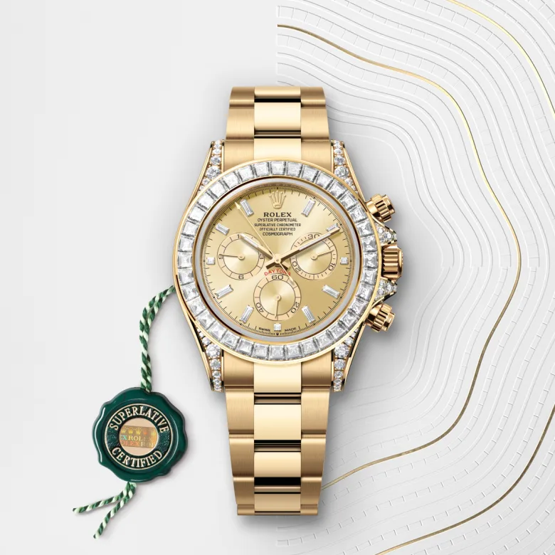 Rolex Cosmograph Daytona in 18 Karat Gelbgold, Hornbügel mit Diamanten, M126598TBR-0001 - S.M.WILD