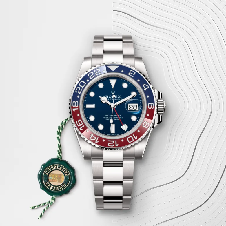 Rolex GMT-Master II in 18 Karat Weißgold mit grünem Siegel