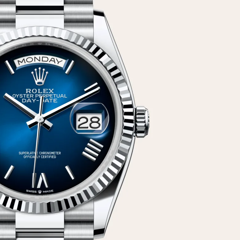 Rolex Day-Date in Platin, Detailansicht