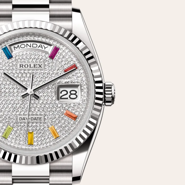 Rolex Day-Date in 18 Karat Weißgold, Detailansicht