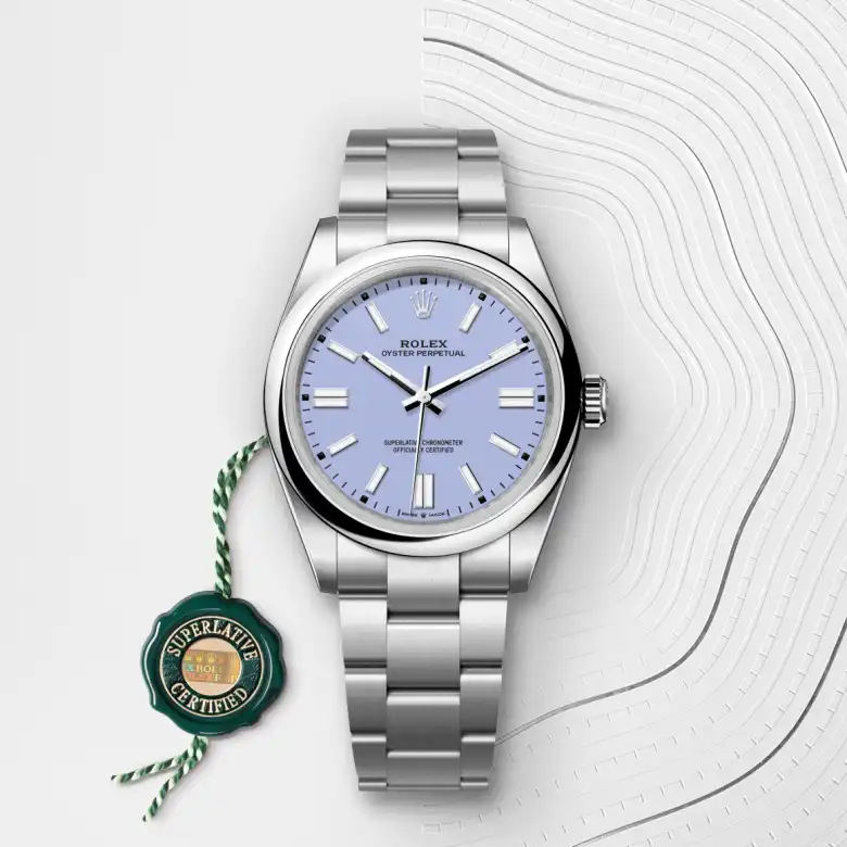 Rolex Oyster Perpetual in Edelstahl Oystersteel mit grünem Siegel
