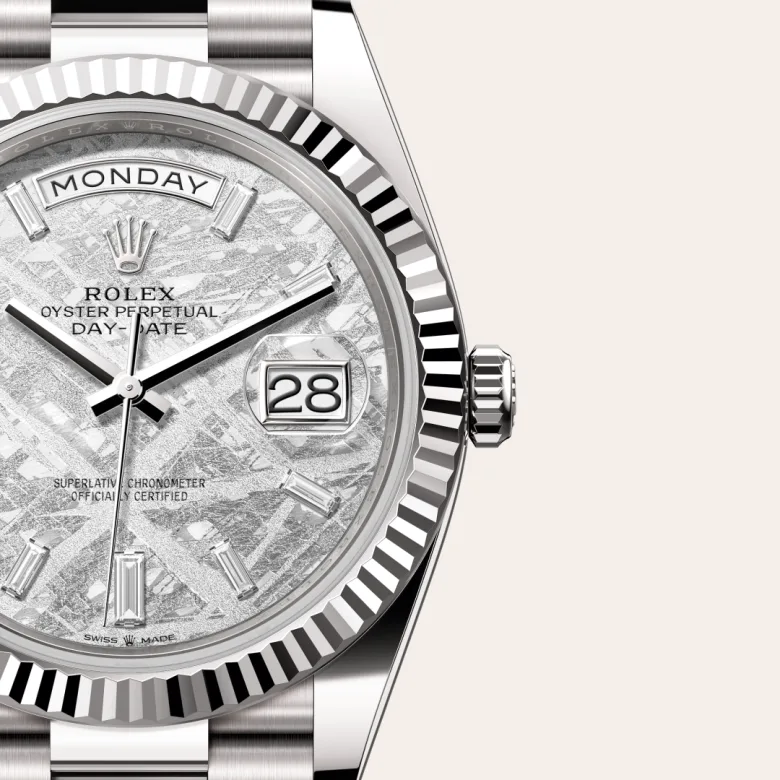 Rolex Day-Date in 18 Karat Weißgold, Detailansicht