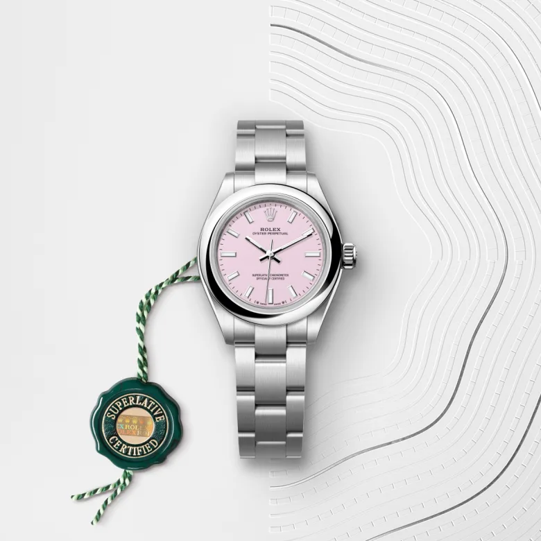 Rolex Oyster Perpetual in Edelstahl Oystersteel mit grünem Siegel