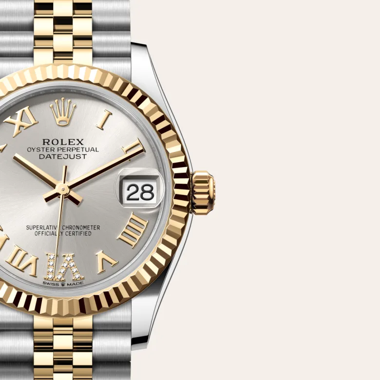 Rolex Datejust in Rolesor gelb (Kombination aus Edelstahl Oystersteel und Gelbgold), Detailansicht