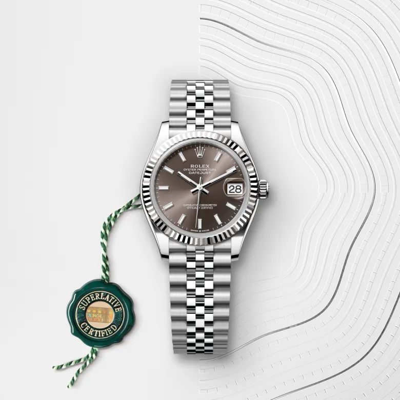 Rolex Datejust in Rolesor weiß (Kombination aus Edelstahl Oystersteel und Weißgold) mit grünem Siegel