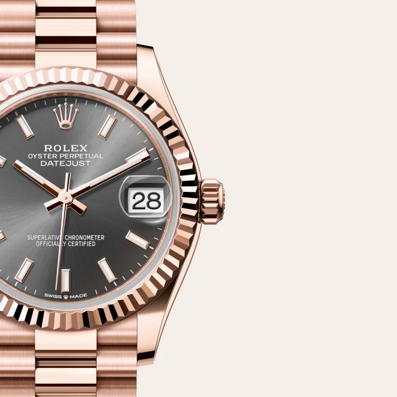 Rolex Datejust in 18 Karat Everose-Gold, Detailansicht