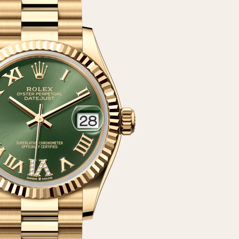 Rolex Datejust in 18 Karat Gelbgold, Detailansicht