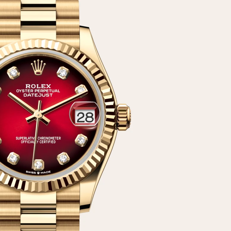 Rolex Datejust in 18 Karat Gelbgold, Detailansicht