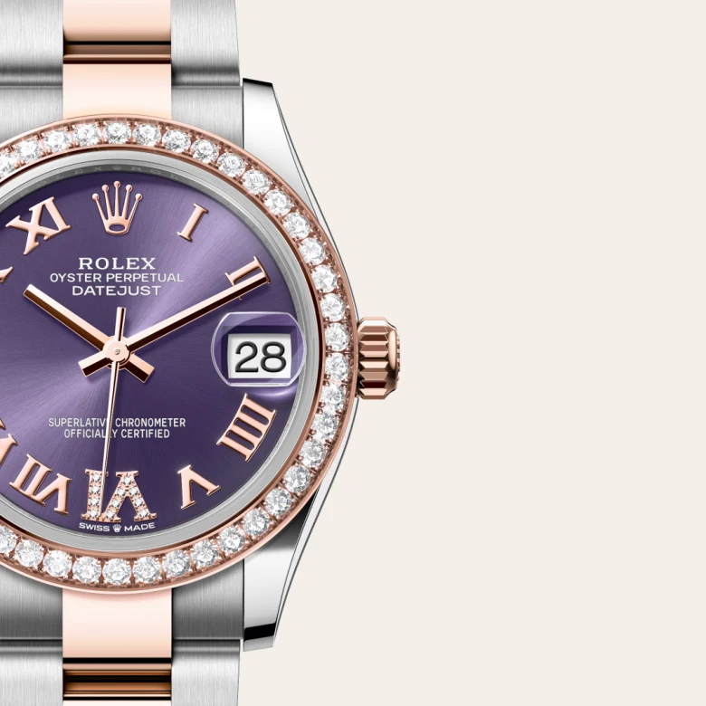 Rolex Datejust in Rolesor Everose (Kombination aus Edelstahl Oystersteel und Everose-Gold), Detailansicht