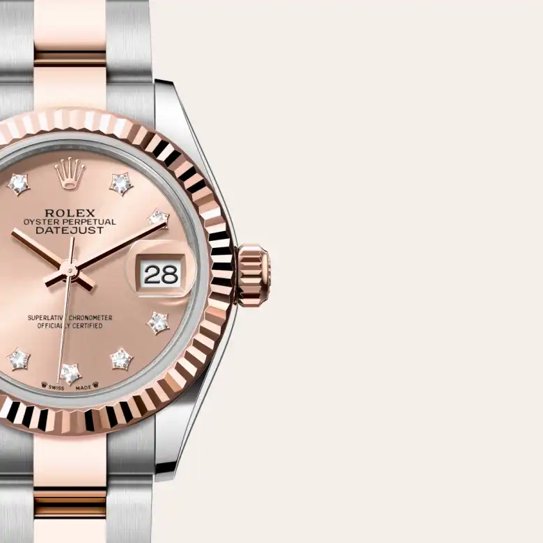 Rolex Lady-Datejust in Rolesor Everose (Kombination aus Edelstahl Oystersteel und Everose-Gold), Detailansicht